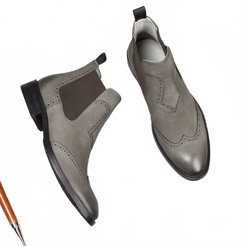 fashion mens slip on dress boots Genuine leather Ankle boots