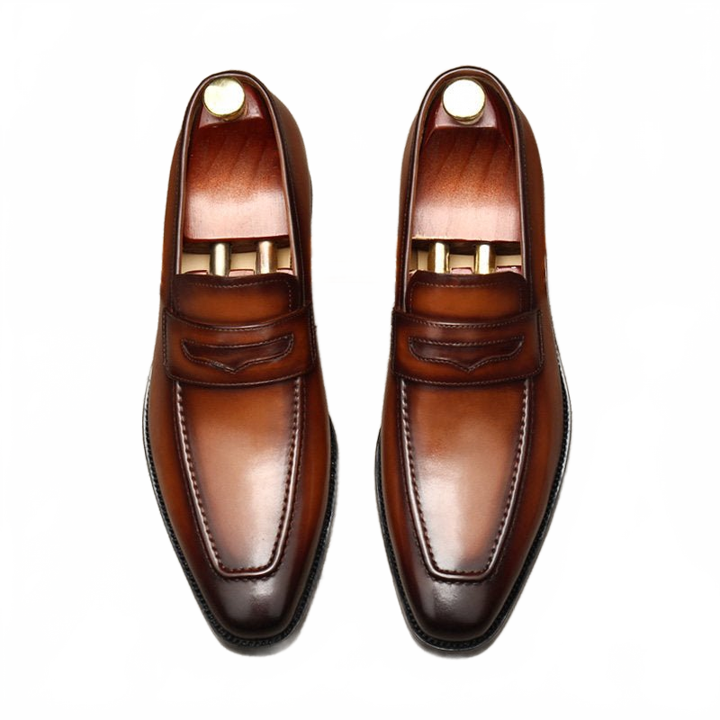 Rich Brown Real Leather Penny Loafer Shoes for Business Casual & Weddings