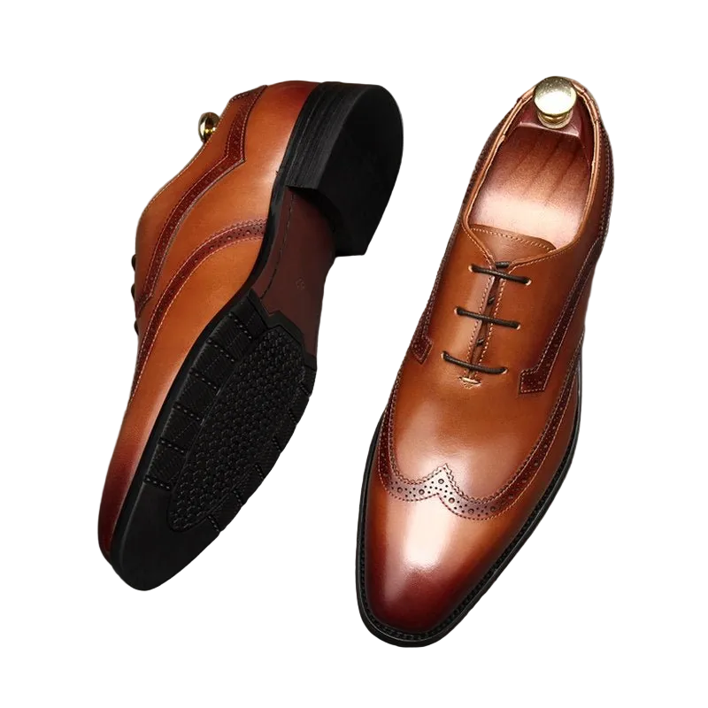 Brown Wingtip Brogue Oxford Shoes for Formal Parties