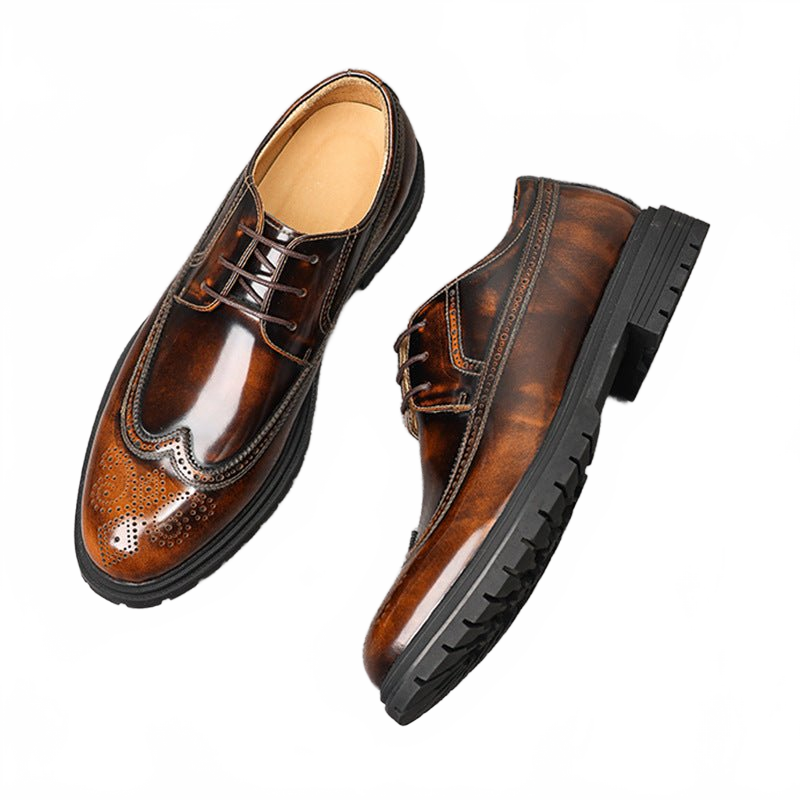 Rich Brown Brogue Leather Derby Shoes for Business and Weddings