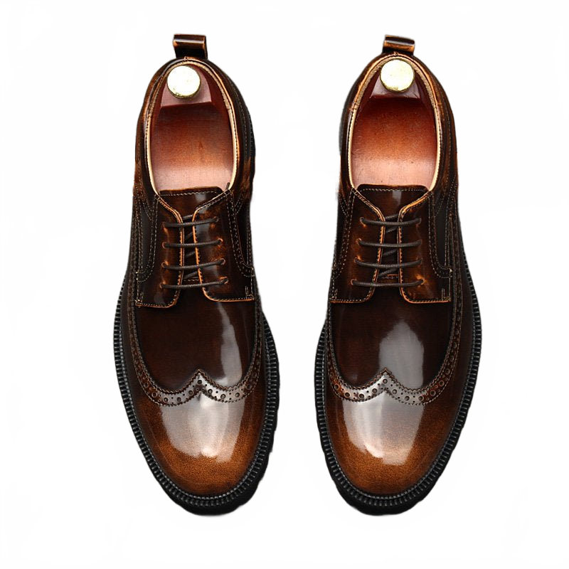 formal thick sole leather Dress shoes men Lace - up Brogue Derby shoes