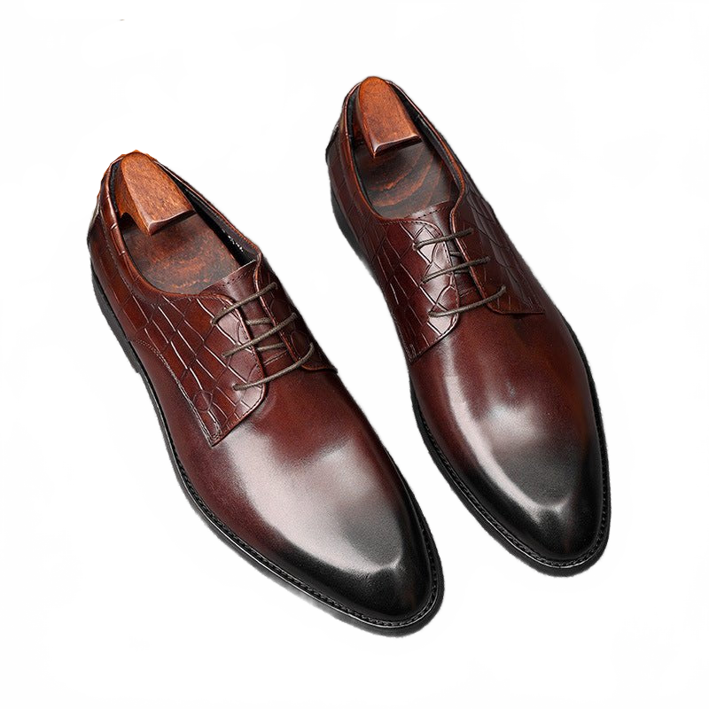 Dark Brown Leather Derby Shoes for Business and Weddings