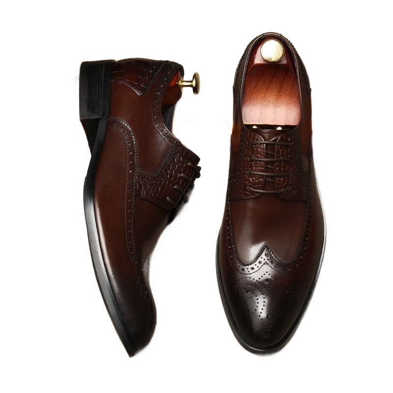 Dark Brown Brogue Derby Shoes for Formal Parties and Events