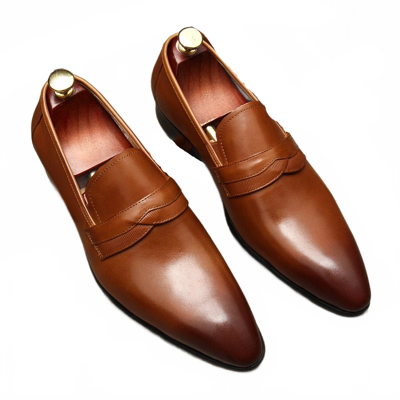 Rich Brown Formal Slip-On Loafers for Grooms and Party Guests