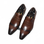 Brogue Slip - On men's business casual loafers Pointed toe Dress shoes