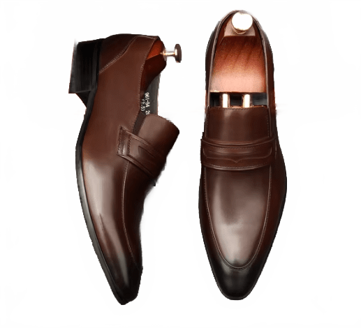 Sophisticated Dark Brown Pointed Toe Leather Loafers for Business Professionals