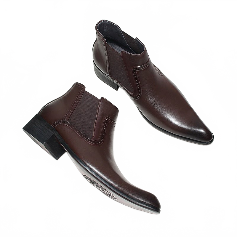 fashion mens leather boots dress slip on Ankle boots