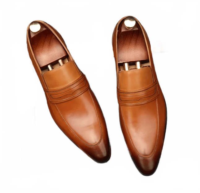 Rich Brown Pointed Toe Real Leather Loafers for Weddings and Parties