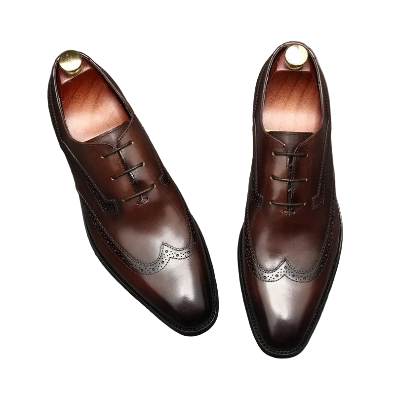 Dark Brown Brogue Leather Oxford Shoes for Business and Weddings