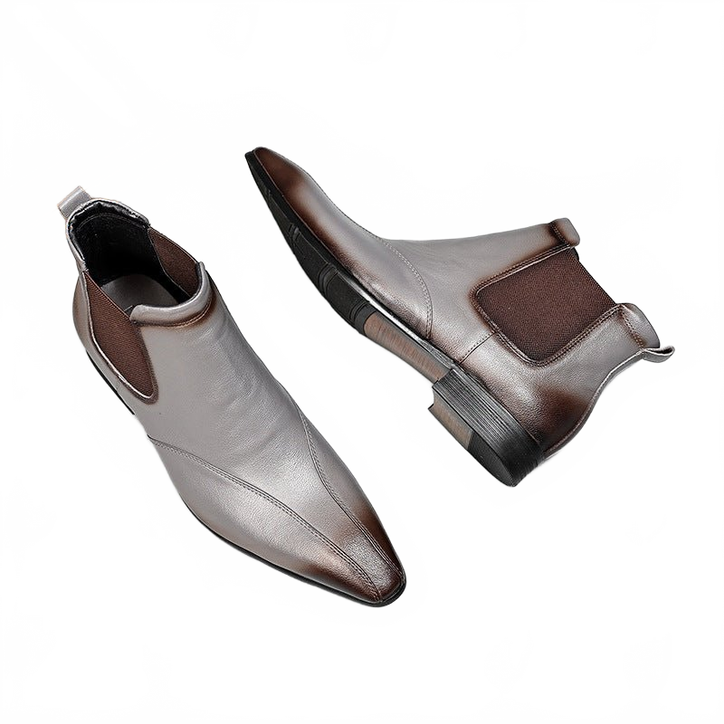 Sophisticated Charcoal Grey Leather Chelsea Boots for Business Professionals