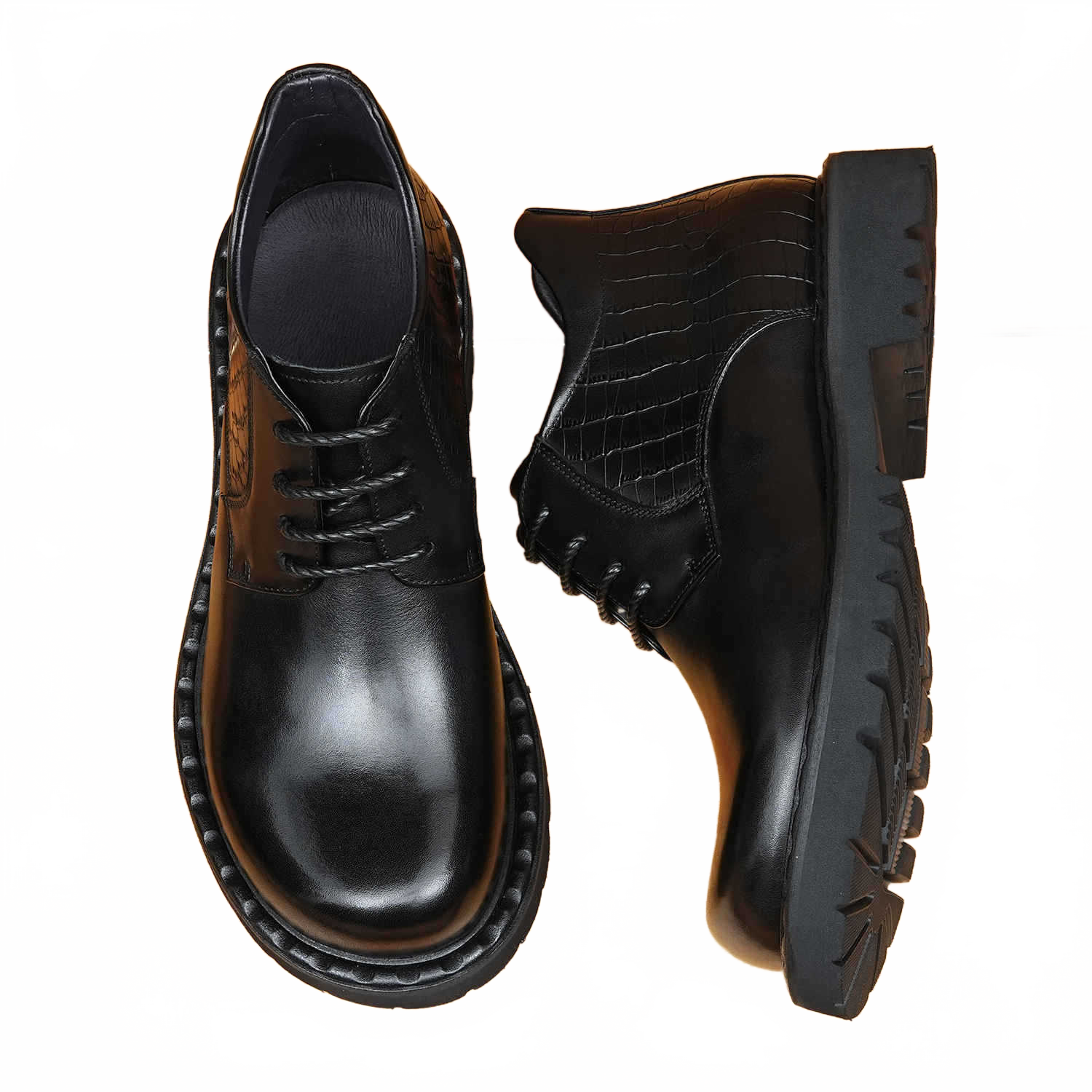 Men's Midnight Black Lace-Up Genuine Leather Ankle Dress Boots