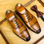 Patina Cap - Toe Oxford Shoes Elegant Groom Wedding Dress Shoes Menyes