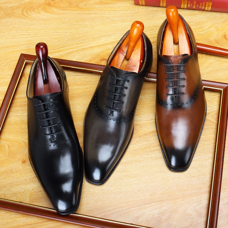 Patina Leather Oxford Shoes Modern Groom Wedding Men's Dress Shoesyes