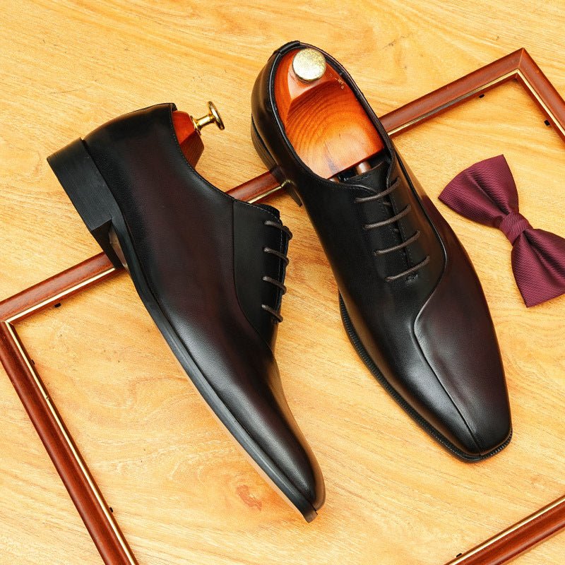 Patina Leather Oxford Shoes Unique Groom Wedding Dress Shoes Menyes