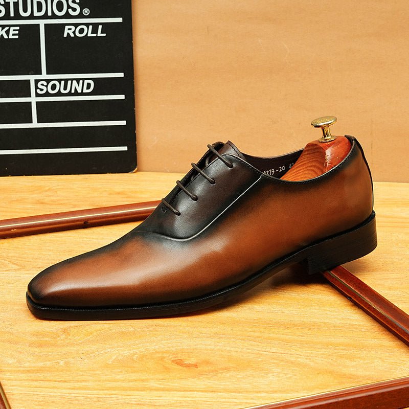 Patina Leather Oxford Shoes Unique Groom Wedding Dress Shoes Menyes