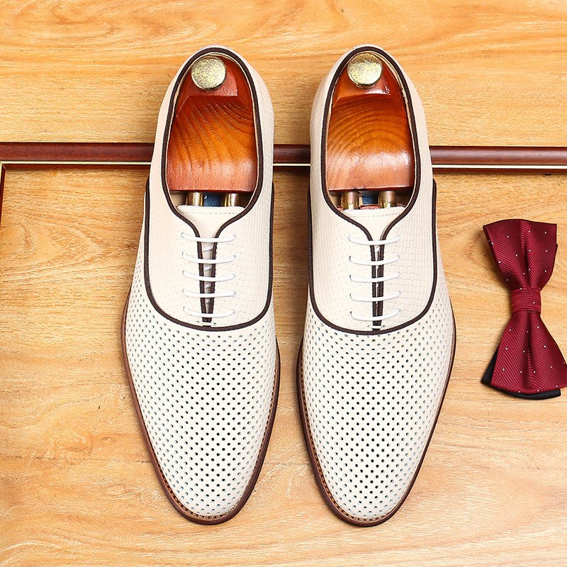 Perforated Mesh Oxford Shoes Summer Wedding Dress Shoes Menyes