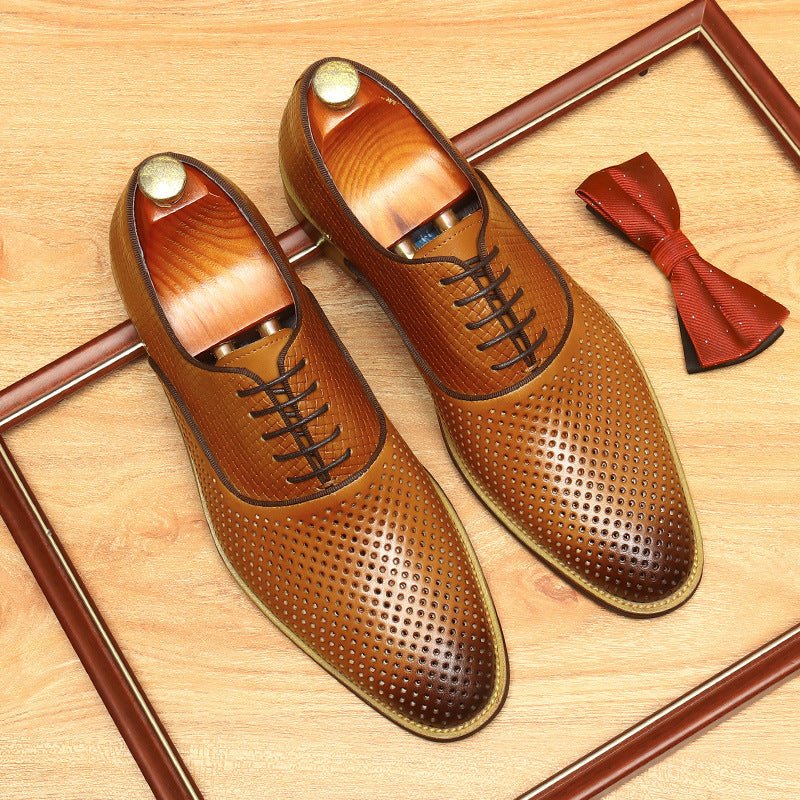 Perforated Mesh Oxford Shoes Summer Wedding Dress Shoes Menyes
