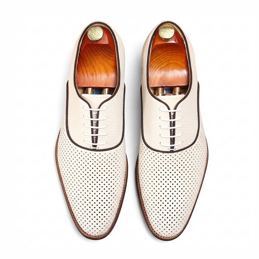Perforated Mesh Oxford Shoes Summer Wedding Dress Shoes Menyes