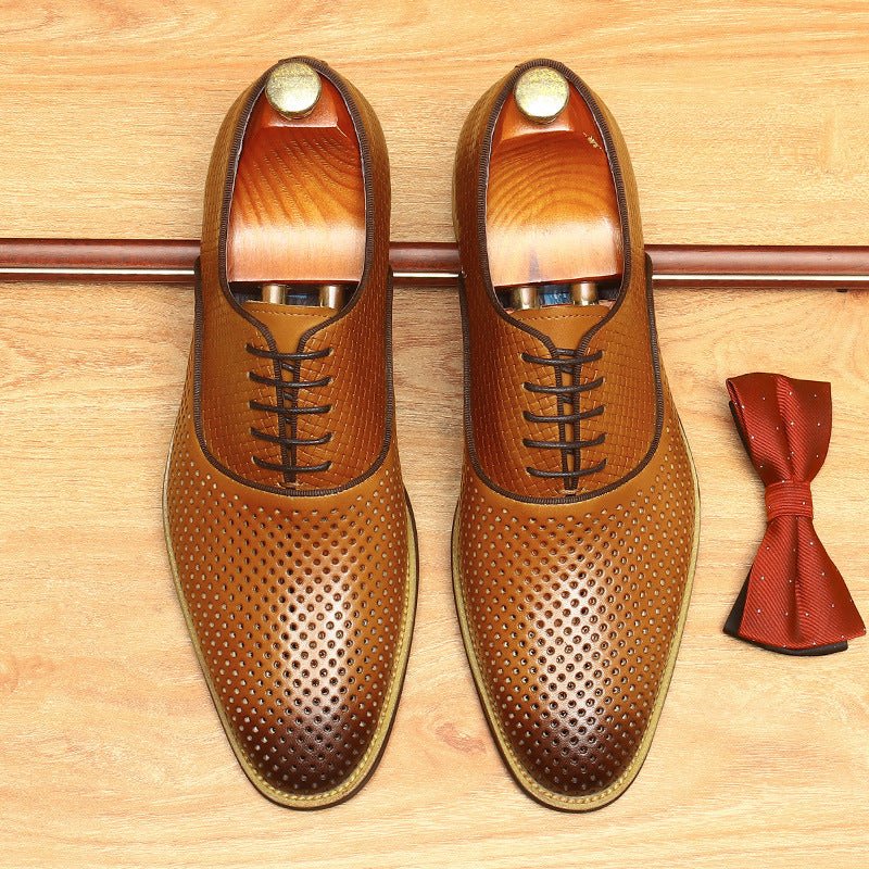 Perforated Mesh Oxford Shoes Summer Wedding Dress Shoes Menyes