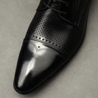 Perforated Side Derby Shoes: Luxury Groomsmen Party Formal Shoesyes