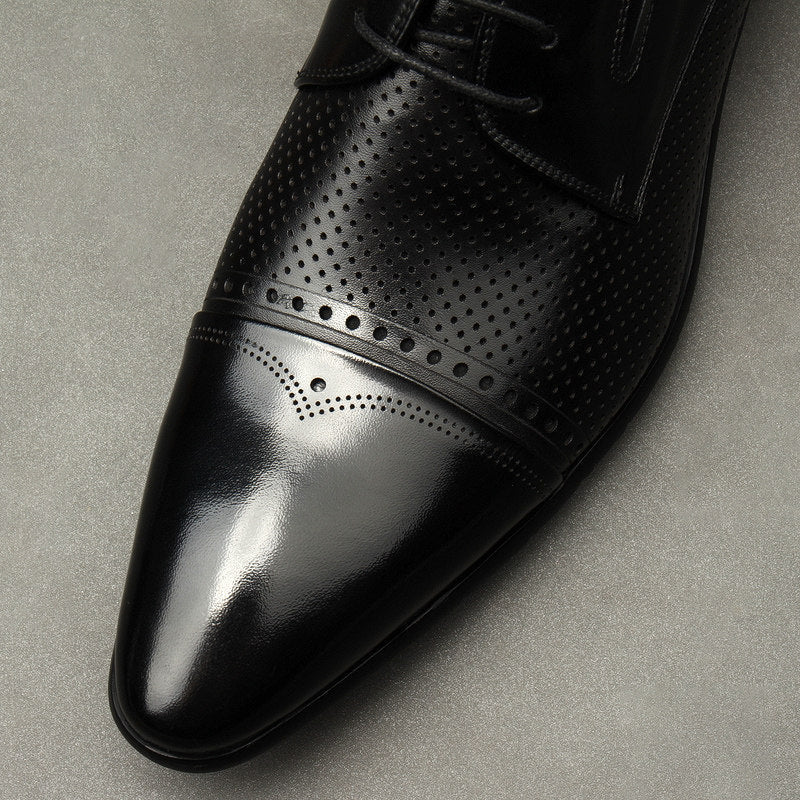 Perforated Side Derby Shoes: Luxury Groomsmen Party Formal Shoesyes