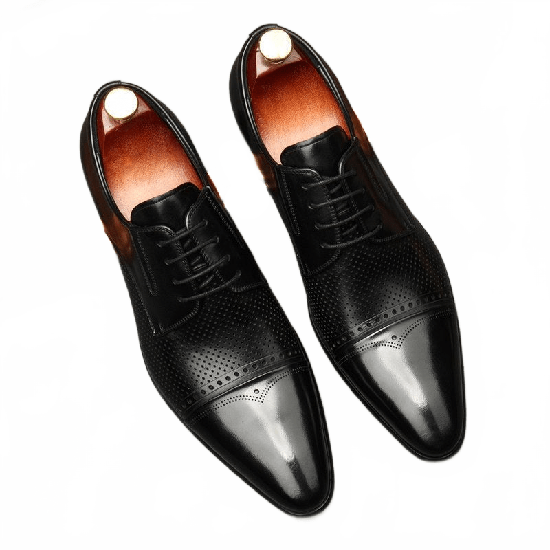 Perforated Side Derby Shoes: Luxury Groomsmen Party Formal Shoesyes