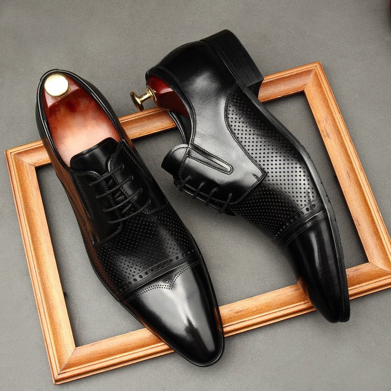 Perforated Side Derby Shoes: Luxury Groomsmen Party Formal Shoesyes
