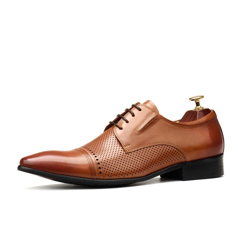 Perforated Side Derby Shoes: Luxury Groomsmen Party Formal Shoesyes