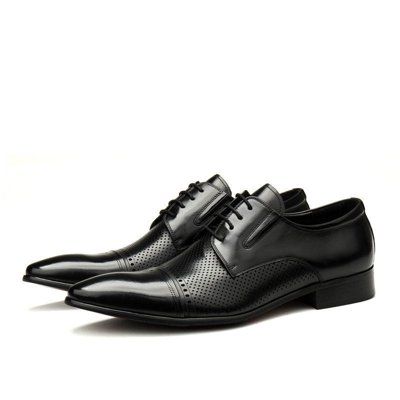 Perforated Side Derby Shoes: Luxury Groomsmen Party Formal Shoesyes