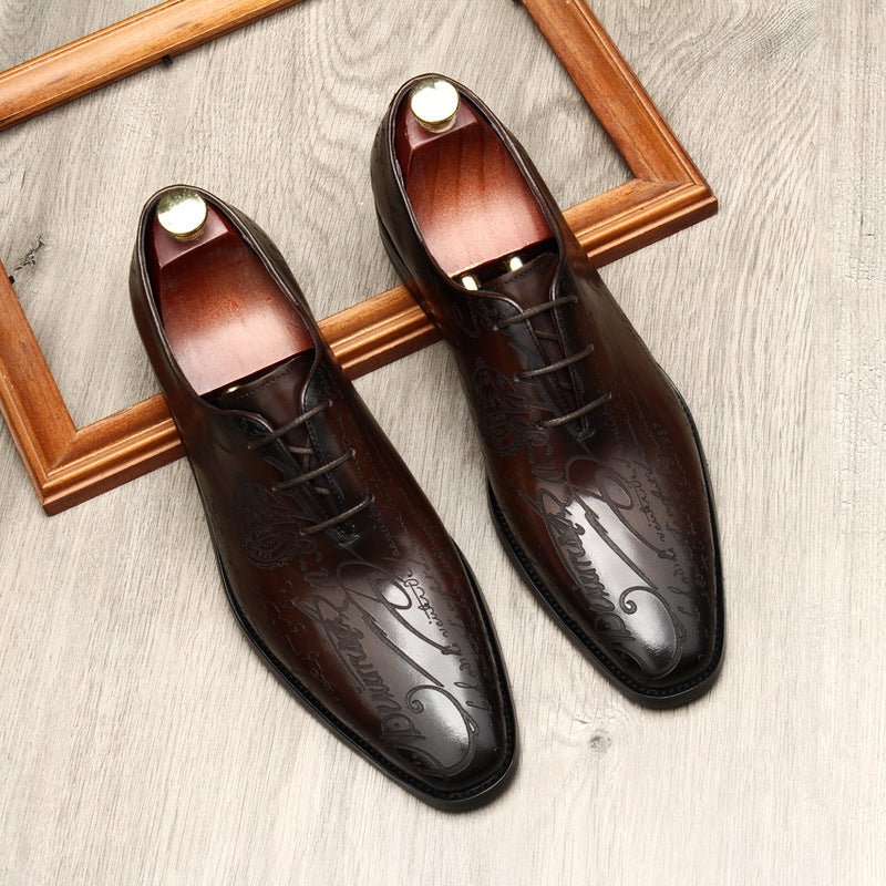 Pointed Calligraphy Oxford Shoes Luxury Italian Dress Shoes Menyes