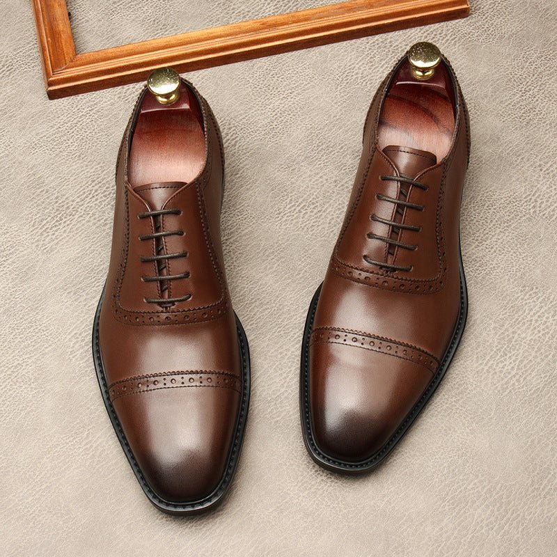 Pointed Cap - Toe Oxford Shoes Modern Groom Wedding Dress Shoes Menyes