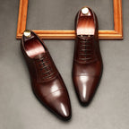 Pointed Cap Toe Oxfords: Modern Fashion Wedding Men's Dress Shoesyes