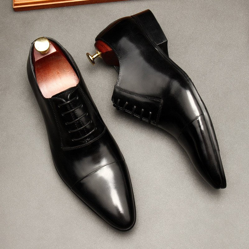 Pointed Cap Toe Oxfords: Modern Fashion Wedding Men's Dress Shoesyes