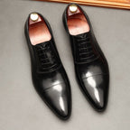 Pointed Cap Toe Oxfords: Modern Fashion Wedding Men's Dress Shoesyes
