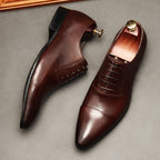 Pointed Cap Toe Oxfords: Modern Fashion Wedding Men's Dress Shoesyes