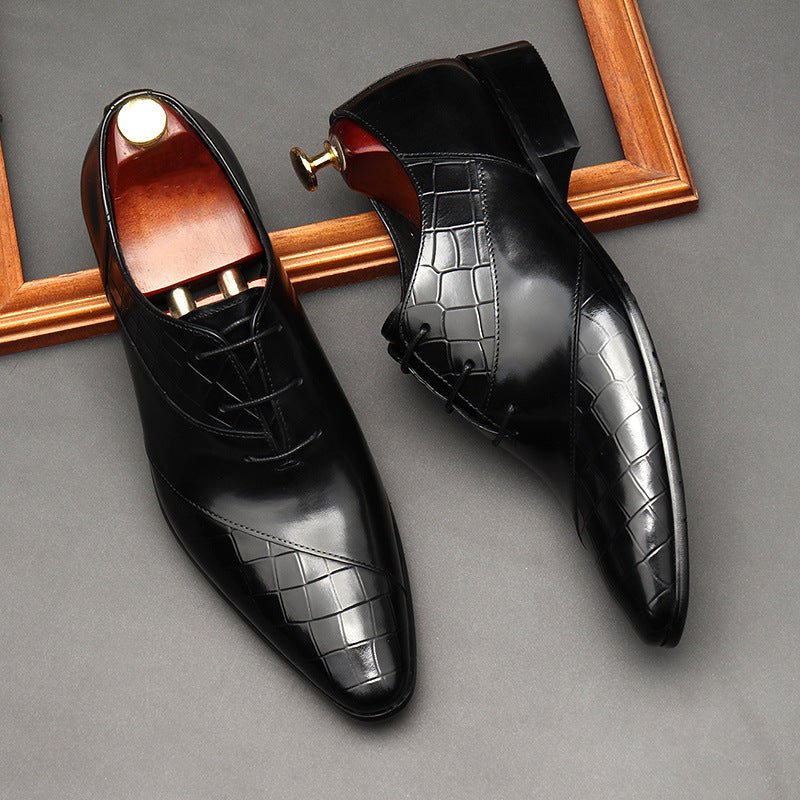 Pointed Croc Oxford Shoes Unique Groom Wedding Dress Shoes Menyes