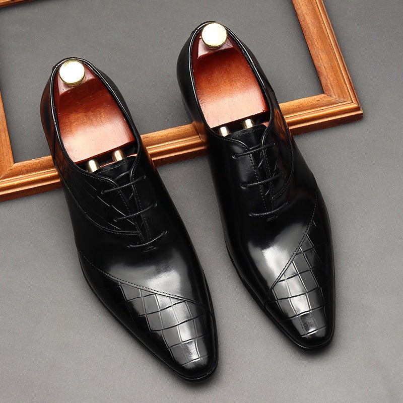 Pointed Croc Oxford Shoes Unique Groom Wedding Dress Shoes Menyes