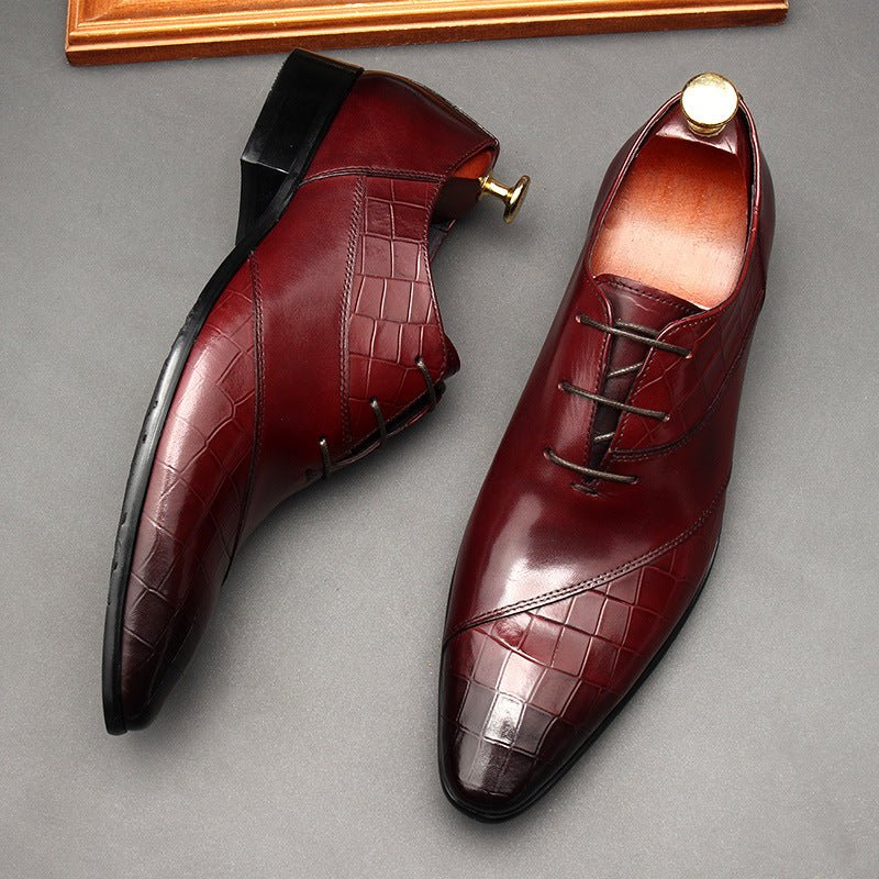 Pointed Croc Oxford Shoes Unique Groom Wedding Dress Shoes Menyes