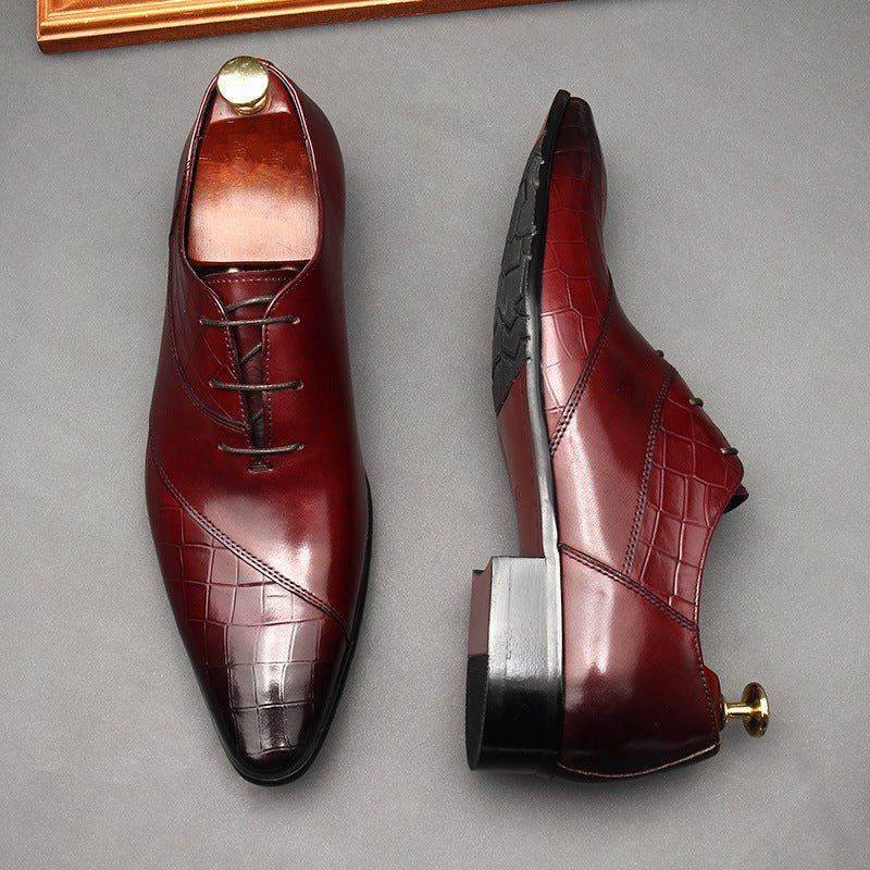 Pointed Croc Oxford Shoes Unique Groom Wedding Dress Shoes Menyes