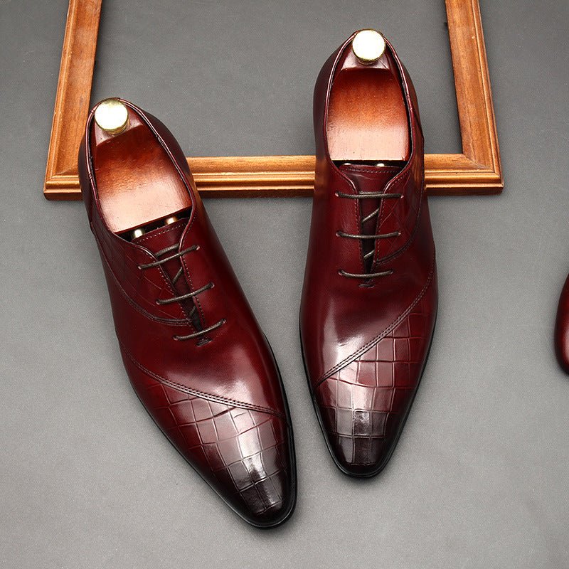 Pointed Croc Oxford Shoes Unique Groom Wedding Dress Shoes Menyes
