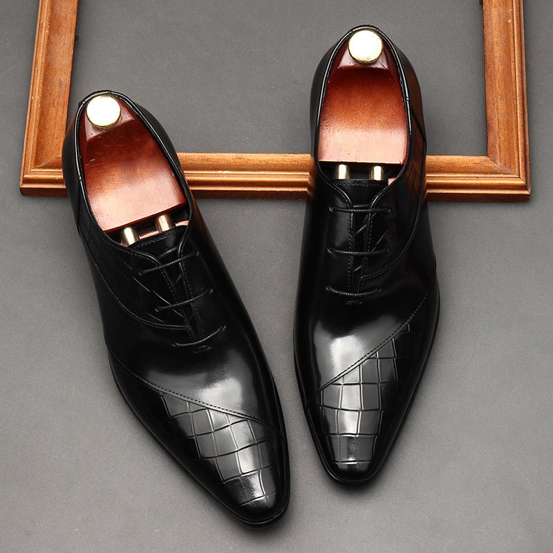 Pointed Croc Oxford Shoes Unique Groom Wedding Dress Shoes Menyes