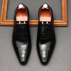 Pointed Croc Oxford Shoes Unique Groom Wedding Dress Shoes Menyes