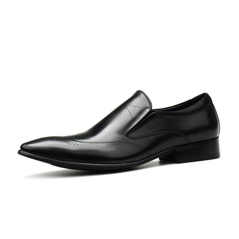 Pointed toe men's dress shoes loafers Brogue slip on Business Casual