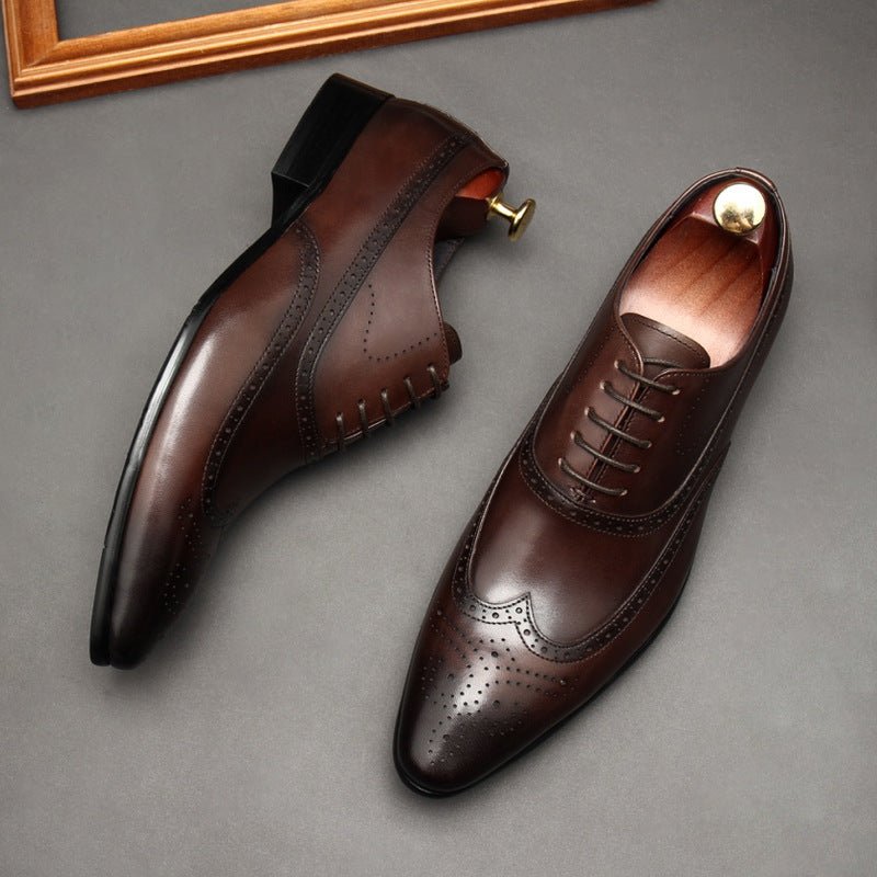 Pointed Toe Wingtip Brogue Oxford Shoes Groom Wedding Dress Shoes Menyes