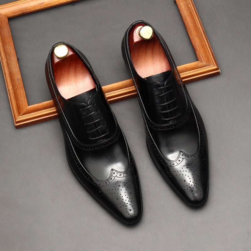 Pointed Toe Wingtip Brogue Oxford Shoes Groom Wedding Dress Shoes Menyes