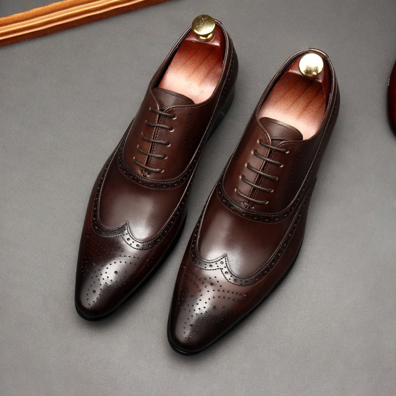 Pointed Toe Wingtip Brogue Oxford Shoes Groom Wedding Dress Shoes Menyes