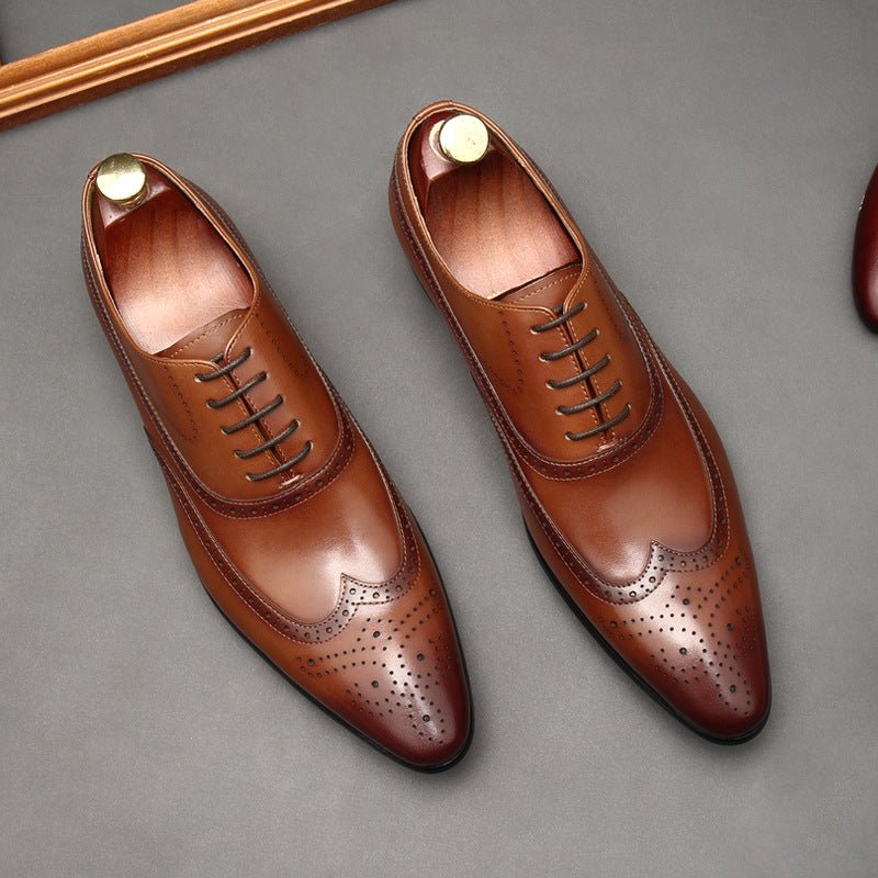 Pointed Toe Wingtip Brogue Oxford Shoes Groom Wedding Dress Shoes Menyes