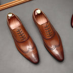 Pointed Toe Wingtip Brogue Oxford Shoes Groom Wedding Dress Shoes Menyes