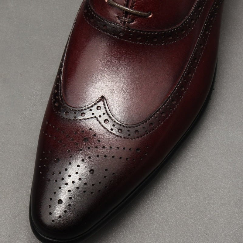 Pointed Toe Wingtip Brogue Oxford Shoes Groom Wedding Dress Shoes Menyes