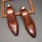 Pointed Toe Wingtip Brogue Oxford Shoes Groom Wedding Dress Shoes Menyes